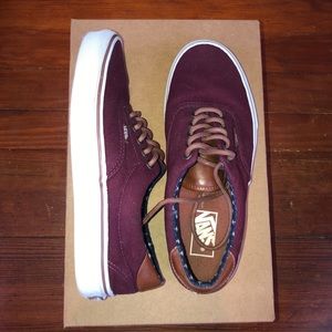 Vans Era | Maroon | White | Brown Leather